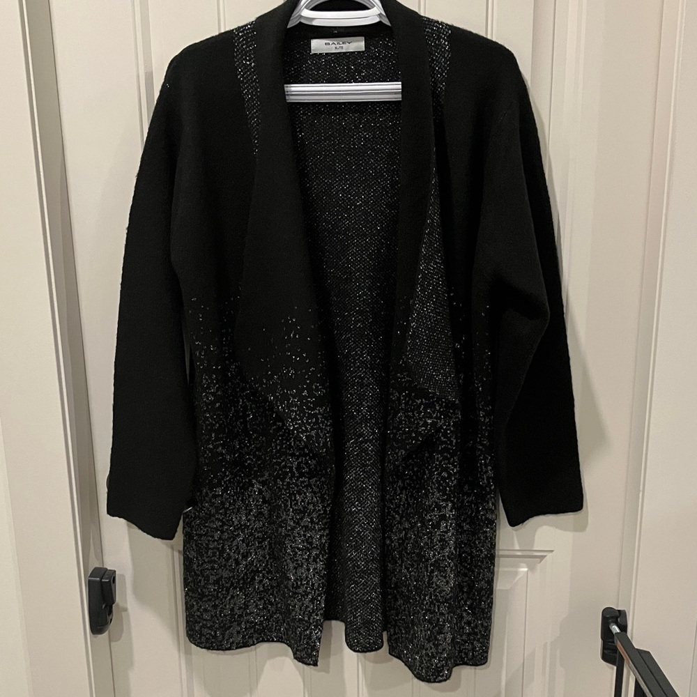 BRIAN BAILEY Cardigan Long BLACK SILVER XL LIKE NEW